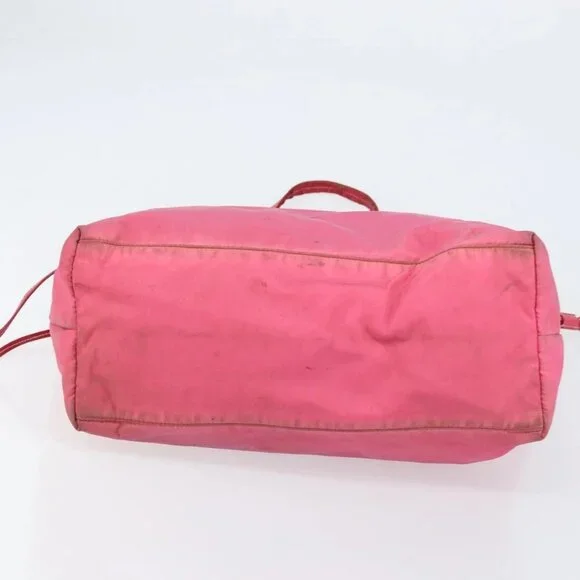 PRADA Tote Bag Nylon Pink Silver Auth 151499